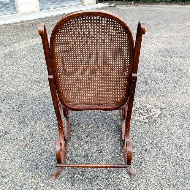 Bentwood and Wicker Rocking Chair from Thonet, 1930s For Sale - Image 6 of 16