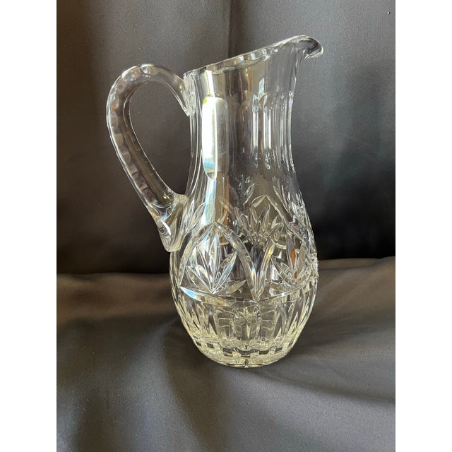 Antique American Brilliant Cut Crystal Pitcher Hobstar Pattern For Sale - Image 4 of 12