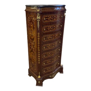 1980s Napoleon III Style Marble Topped Commode Chiffonier For Sale