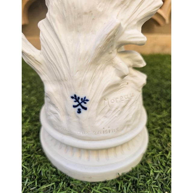 White Pair of 19th C French Bisque Porcelain Peasant Figures“Paysan Aux Raisins” and “Paysanne Aux Raisins,” After Hippolyte François Moreau, Samson, Paris For Sale - Image 8 of 12