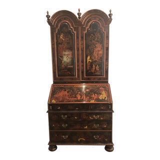 Maitland Smith Chinoiserie Laquer and Raised Enamel Secretary Desk For Sale