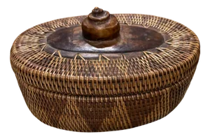Oval Wood and Wicker Box, 1973