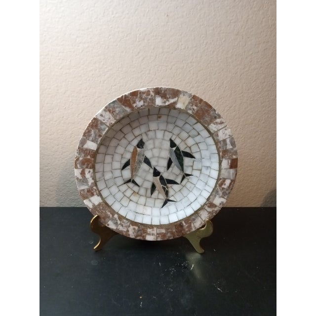 1980s Heide Mosaic Made in Denmark Dolphins Decorative Plate For Sale - Image 4 of 5