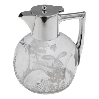 Antique English Silver and Etched Glass Claret Jug, 1897 For Sale