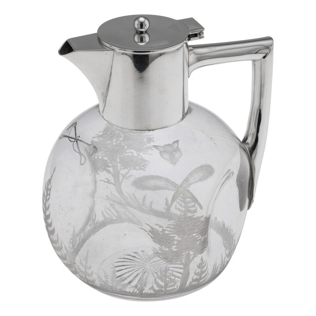 Antique English Silver and Etched Glass Claret Jug, 1897 For Sale