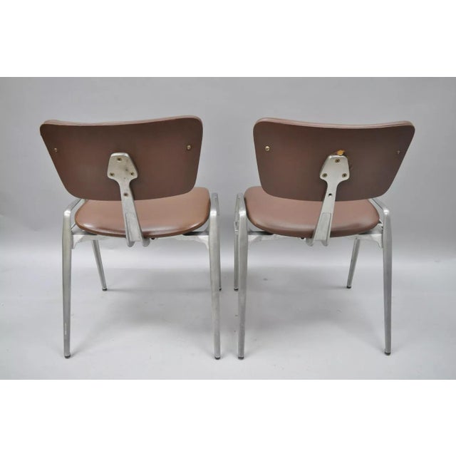 Mid Century Modern Cast Aluminum Stacking Side Chairs by Crucible - a Pair For Sale - Image 9 of 12