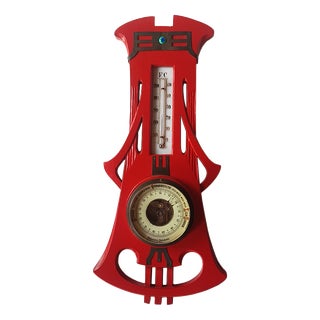 Art Nouveau Barometer with Thermometer, Netherlands, 1920s For Sale