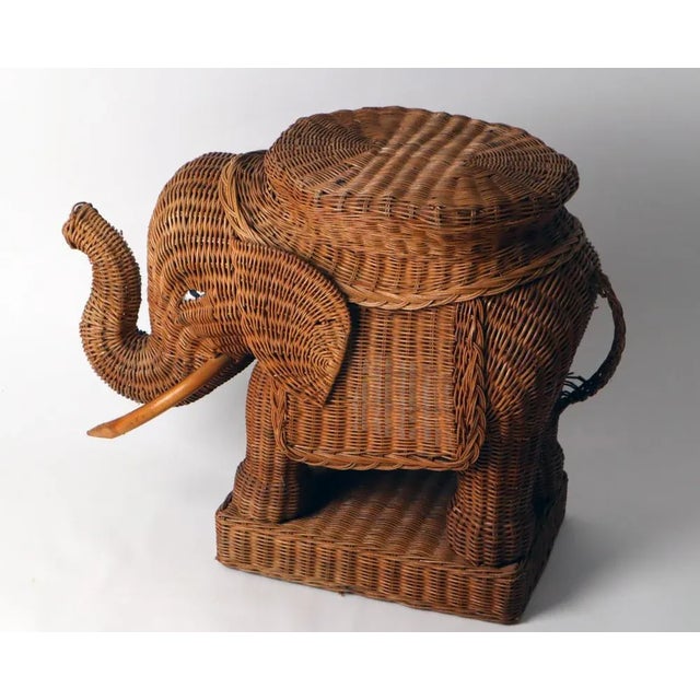 Brown Peddle Cane Rattan Elephants Side Table, France, 1960s For Sale - Image 8 of 11