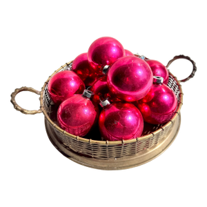 Mid 20th Century Modern Pink Mercury Glass Christmas Ornaments- Set of 10