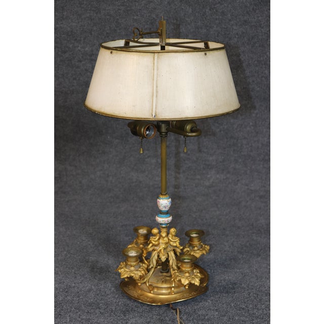 Late 19th Century 19th Century French Bronze Ormolu and Porcelain Figural Desk Lamp For Sale - Image 5 of 8