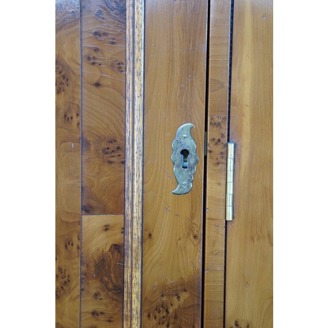 Brown Antique English George II Style Oyster Burl Yew Cabinet on Chest Linen Press 80" For Sale - Image 8 of 18