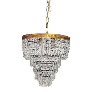 1950s Italian Bronze Basket Chandelier For Sale