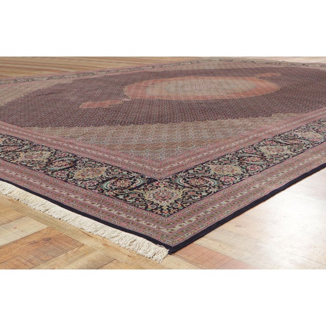Ink Blue Vintage Persian Mahi Tabriz Rug, 11'04 X 16'05 For Sale - Image 8 of 10
