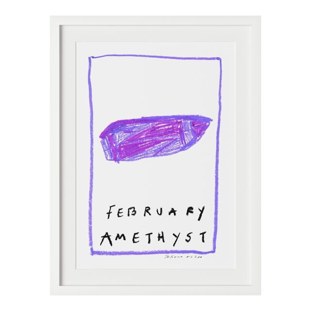 February Amethyst Birthstone Print by Tatiana Alida in White Frame For Sale