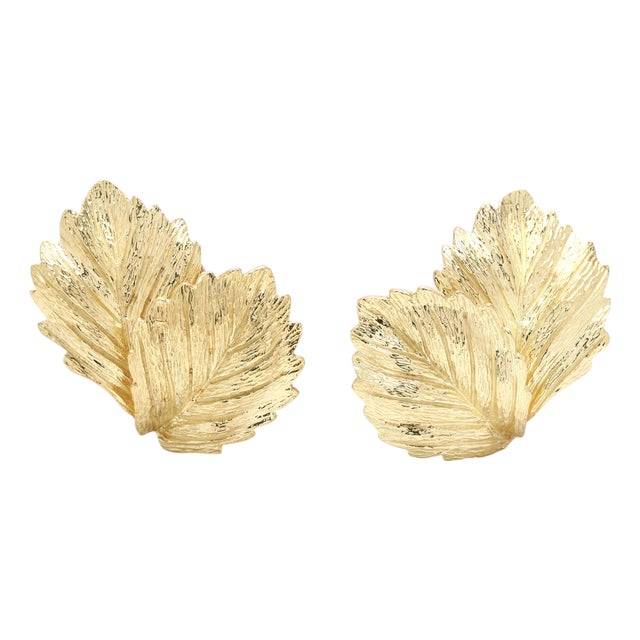 Cartier Leaf Clip on Earrings, 18k Yellow Gold, Length 24.5 Mm, A Pair For Sale