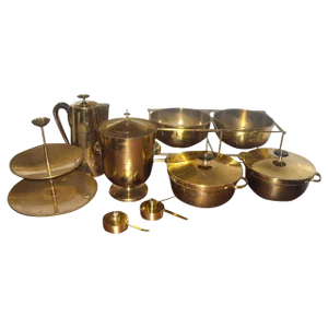 Tommi Parzinger Dining Ware for Dorlyn Silversmith in Brass - 11 Pieces