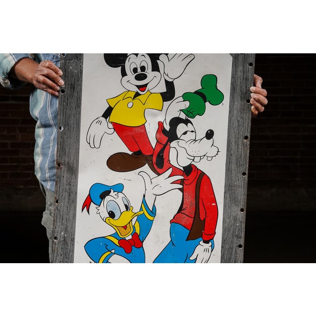 American Vintage Self-Framed Tin Litho Disney Character Salvaged Display Panel For Sale - Image 3 of 7