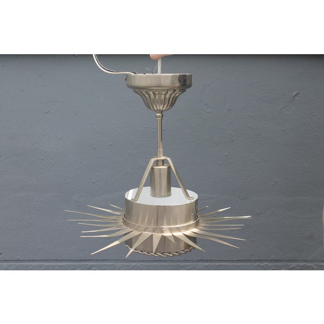 1970's Mid Century Modern Ultra High Quality Celestial Starburst Nickel Pendant Ceiling Fixtures From Miami Beach Alexander Hotel Set of 3 For Sale - Image 13 of 18