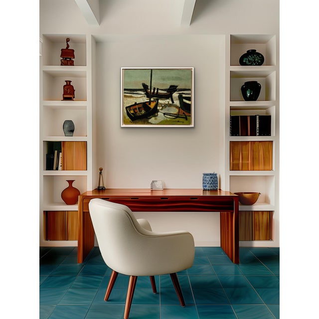Andre Minaux, Stranded Boats, 1963, Oil Painting on Canvas, Framed For Sale - Image 17 of 18