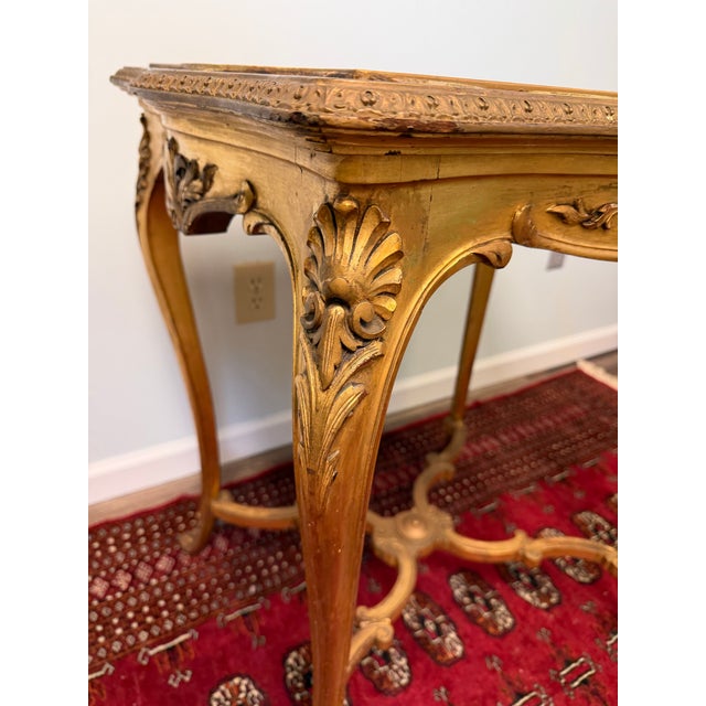 Late 19th Century Antique French Louis XVI-Style Giltwood Side Table With Natural Green Onyx Top For Sale - Image 5 of 10