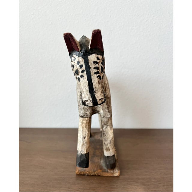 Antique Guatemalan Hand Carved & Painted Horse Folk Art Sculpture For Sale - Image 4 of 10