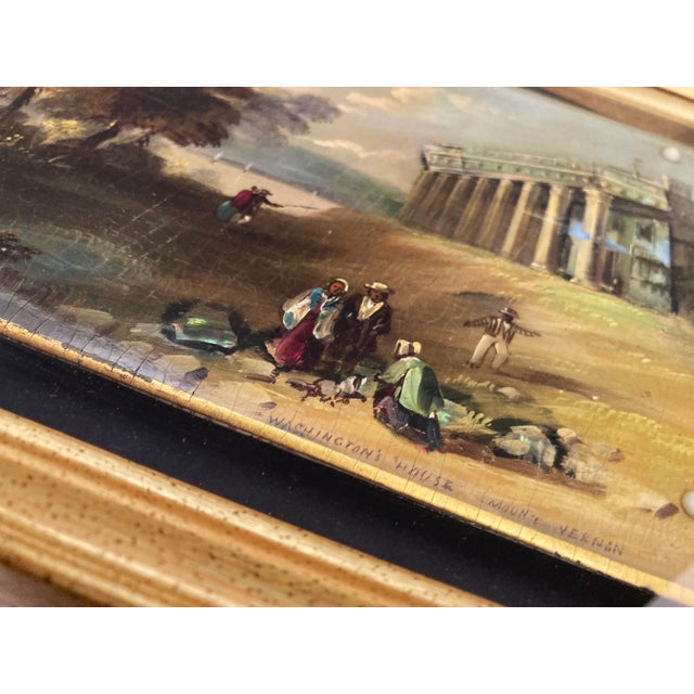 Circa 1844 Hand-Painted, Papier Mache Blotter Folio With Mother of Pearl in Shadowbox Depicting "Washington's House, Mount Vernon" For Sale - Image 9 of 9