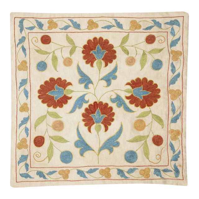 20"x20" Modern Cushion Cover Made of Silk. Embroidered Pillow. New Throw Pillow For Sale