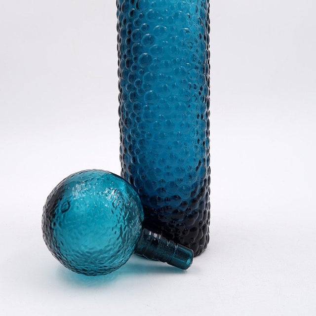 Mid-Century Modern Italian Genie Bottle in Blue Empoli Glass, 1960s For Sale - Image 11 of 12
