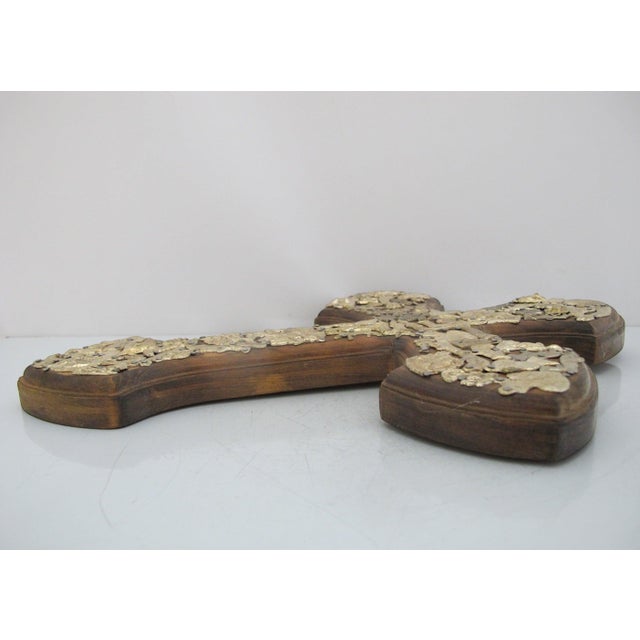 Wood Milagros Sacred Amulet Charms Large Mexican Folk Art Wooden Wall Cross For Sale - Image 7 of 8