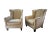Pair Vintage Henredon Wingback Chairs – Ivory Leather, Geometric Pattern, Nailhead Trim For Sale - Image 14 of 18
