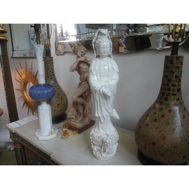 Hollywood Regency Chinese Blanc De Chine Guan Yin With Dragon For Sale - Image 3 of 13