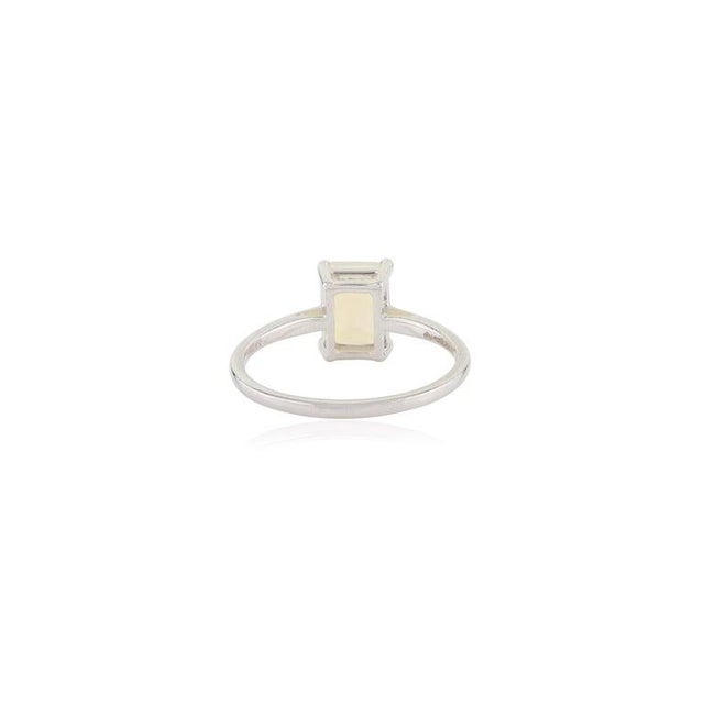 Octagon Cut Opal Everyday Solitaire Ring in 14k Solid White Gold Size 7 For Sale In New York - Image 6 of 12