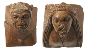 Architectural Elements of Fantastic Figures, 1500s, Set of 2
