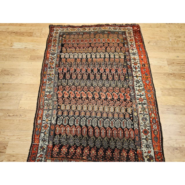 Vintage Persian Malayer Area Rug, Hand-Knotted Wool, Geometric Paisley Pattern, 5x7, Brown & Red For Sale - Image 10 of 17