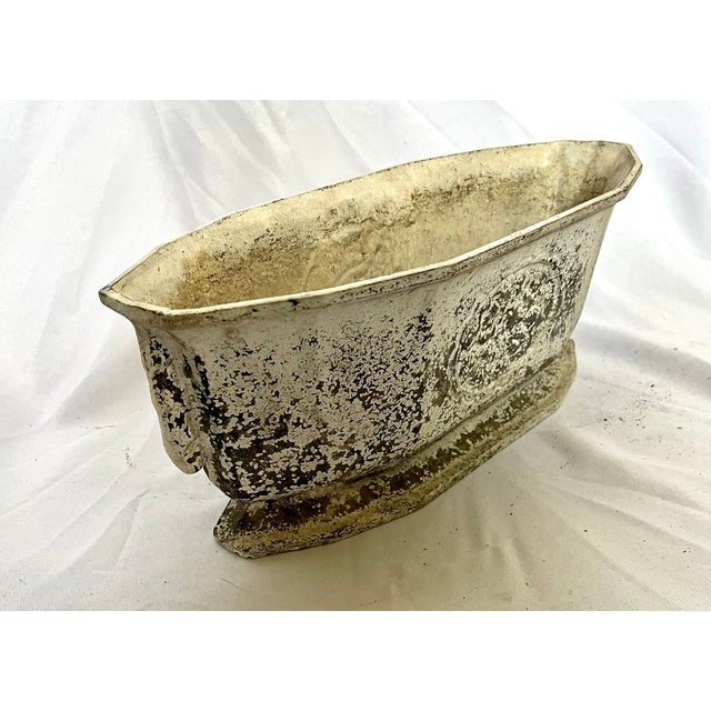 Antique late 1800s cast iron planter. Imported from Belgium. Original paint. Priceless naturally aged outdoor patina....