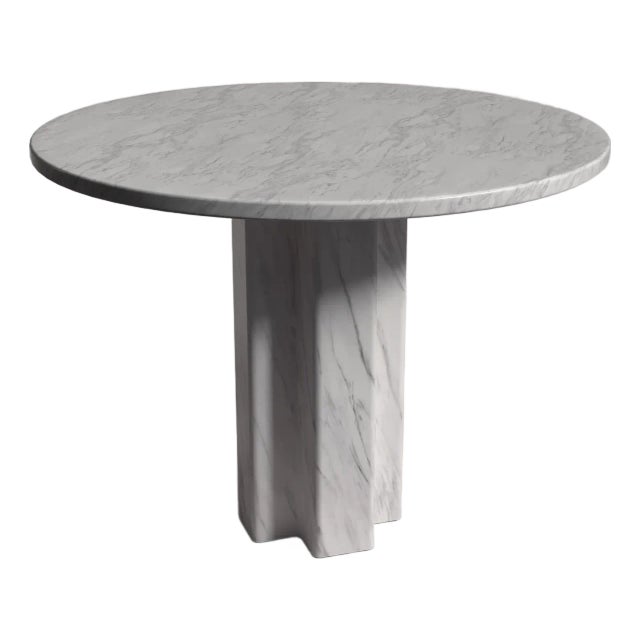 Arti Italian Carrara Marble Round Dining Table 40" For Sale
