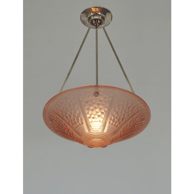 Muller Frères 1930s Large French Art Deco Pendant Light by A. Bloch & Muller Freres - France For Sale - Image 4 of 13