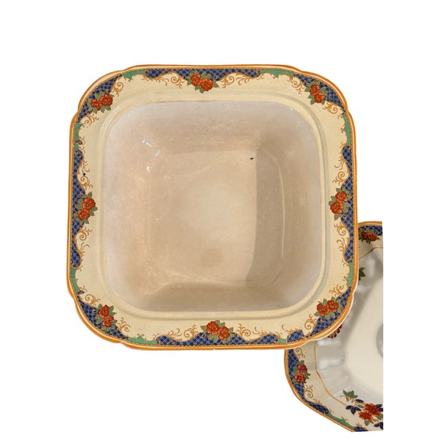 1900s English Cavendish Ware Square Covered Dish for Loeser’s Brooklyn For Sale - Image 9 of 11