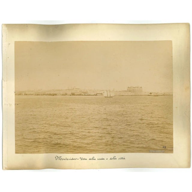 Ancient view of Montevideo is a set of two albumen prints realized in 1880s. In very good condition and applied on a...