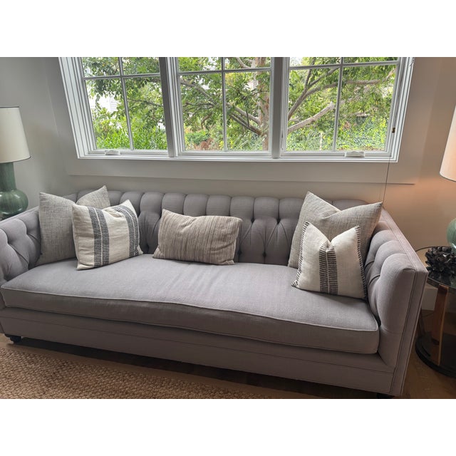 Custom Tufted Sofa With Feather/Down Bench Cushion For Sale - Image 9 of 12