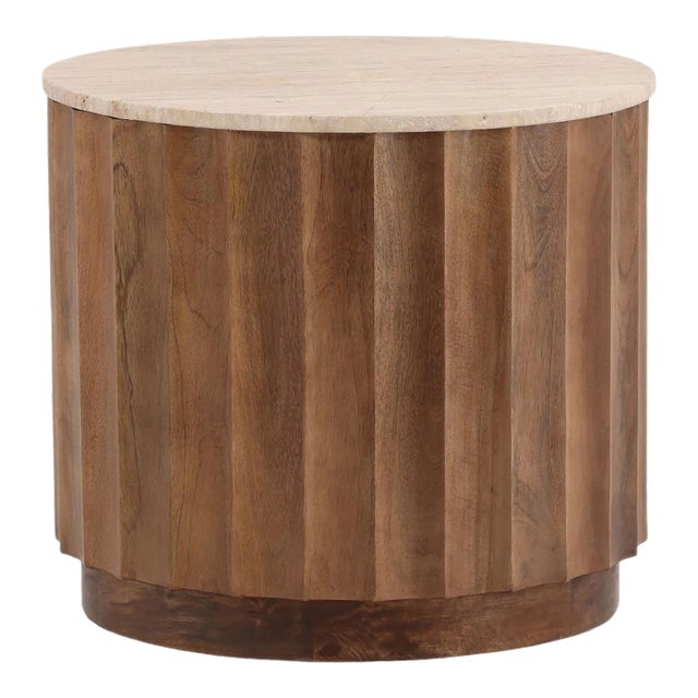 Stone Top Scallop Side Table For Sale