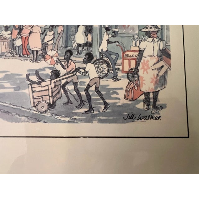 Jill Walker Barbados Prints – Set of 3 Framed Caribbean Street Scenes (17x14.5”) Speightstown, Bridgetown For Sale - Image 6 of 12