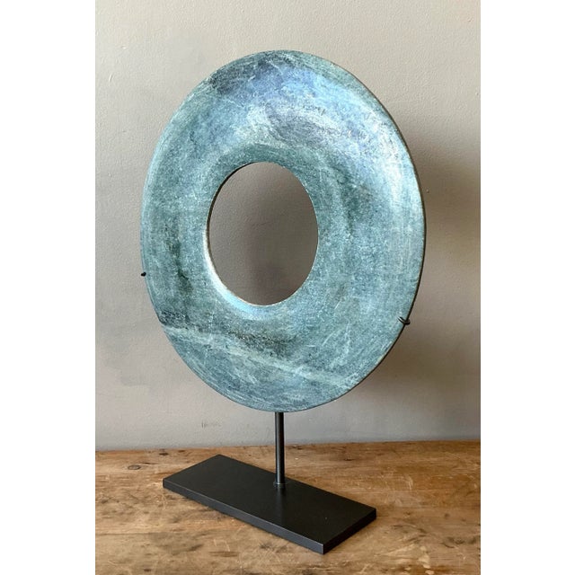 Vintage Asian Jade Stone Disc For Sale In West Palm - Image 6 of 8