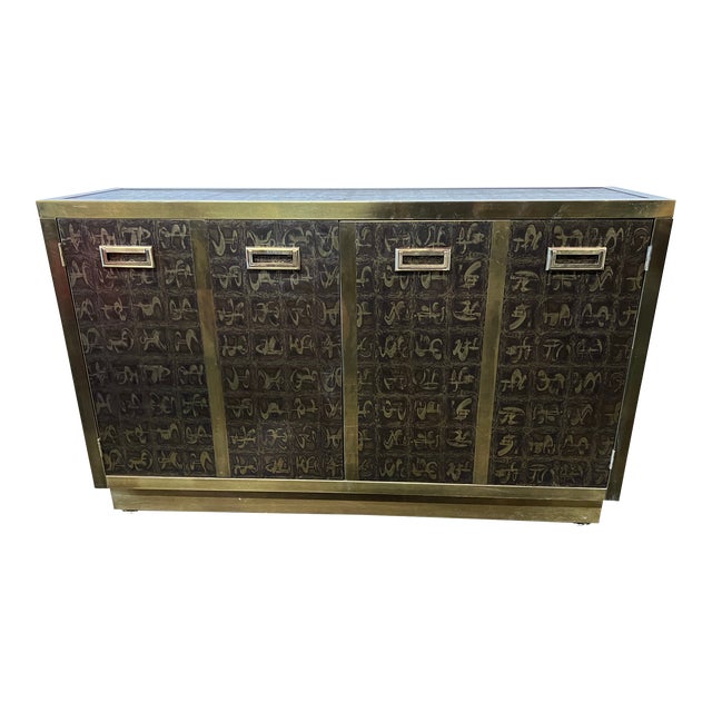 1970s Etched Brass Cabinet by Bernhard Rhone for Mastercraft For Sale