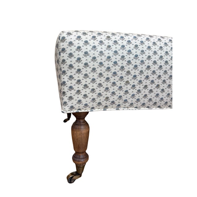 Handmade in Texas with British designer 36 Bourne Street Linen. Wooden legs with brass casters. Measures 38” x 24” x 16”...