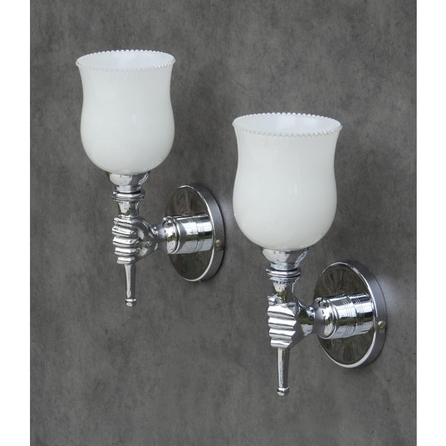 Vintage French Torchère Wall Lights by André Arbus, 1960, Set of 2 For Sale - Image 6 of 6