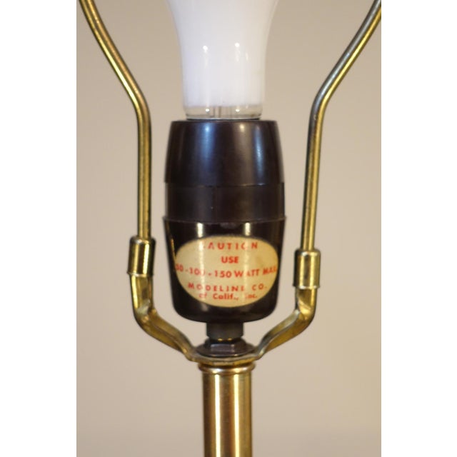 1950s Modeline Modern Rare XL Atomic Cage Walnut Brass Table Lamp For Sale - Image 11 of 11