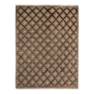 1990s 1990s Abstract Moroccan High-Low Tan/Brown Wool Rug - 8'1'' X 10'2'' For Sale