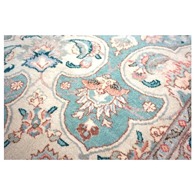 Antique Persian Tabriz Pahlavi Wool 12x18 Ivory, Pink & Teal Handmade Area Rug #9902227 For Sale - Image 12 of 15
