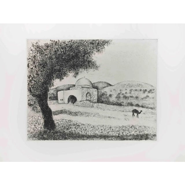 Marc Chagall, The Monument on the Tomb of Rachel, Etching, 1956 For Sale